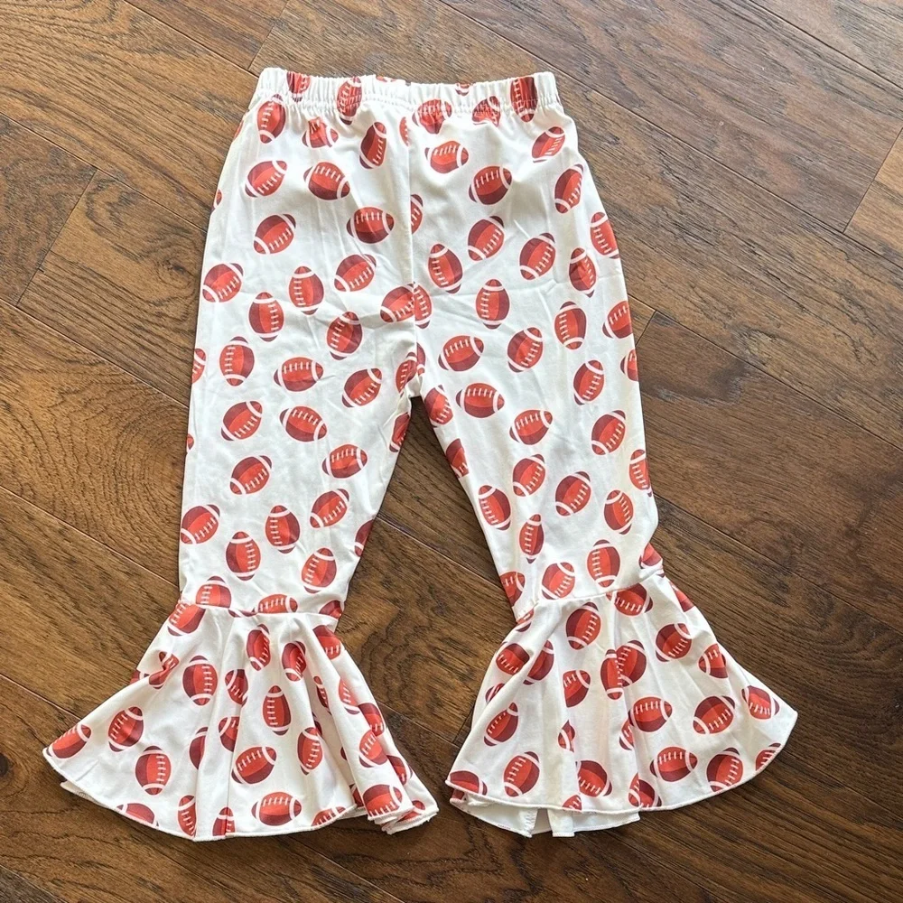 4T - 5T Game Day Football Sweatshirt and Football Flare Bellbottom Pants Set